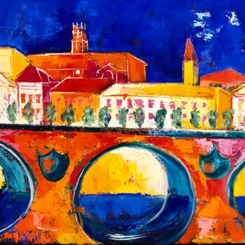 Painting titled "Pont Neuf (Toulouse)" by Julie D'Aragon, Original Artwork, Oil