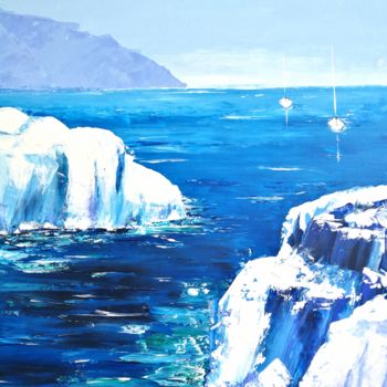 Painting titled "Blue Ice" by Julie Déchery, Original Artwork, Acrylic