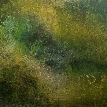 Painting titled "Green landscape" by Julie Dratwiak, Original Artwork, Acrylic