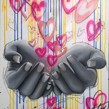 Картина под названием "Make love not war" - Julie Galiay, Подлинное произведение искусства, Акрил Установлен на Деревянная р…