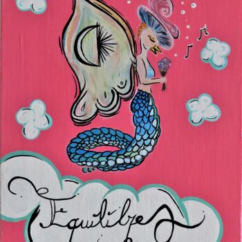 Painting titled "Equilibre" by Julie Gosse, Original Artwork, Acrylic Mounted on Wood Stretcher frame