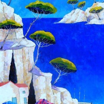 Peinture intitulée "" Méditerranée les…" par Julie Pioch, Œuvre d'art originale, Huile