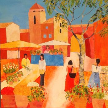 Painting titled "" Samedi en Provenc…" by Julie Pioch, Original Artwork, Oil