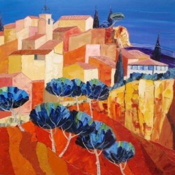 Peinture intitulée ""  Roussillon  "" par Julie Pioch, Œuvre d'art originale, Huile