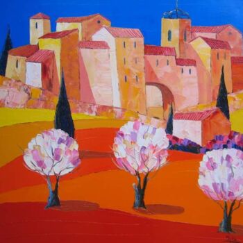 「" Avril en Provence…」というタイトルの絵画 Julie Piochによって, オリジナルのアートワーク, オイル