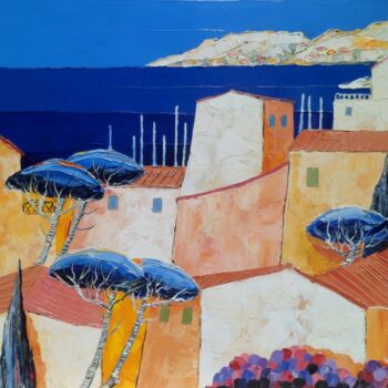 Pintura intitulada "" Méditerranée  "" por Julie Pioch, Obras de arte originais, Óleo
