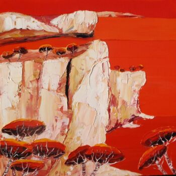 Pintura intitulada "" Calanques Rouges "" por Julie Pioch, Obras de arte originais, Óleo