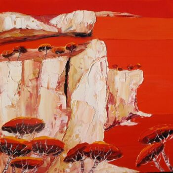 Schilderij getiteld "" Calanques Rouges "" door Julie Pioch, Origineel Kunstwerk, Olie