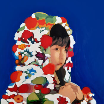 Peinture intitulée "Sulking girl" par Julie Rami, Œuvre d'art originale, Huile Monté sur Châssis en bois
