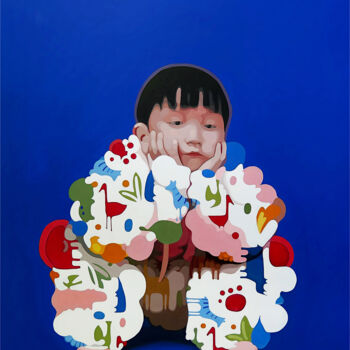 Peinture intitulée "Jadded boy" par Julie Rami, Œuvre d'art originale, Huile Monté sur Châssis en bois