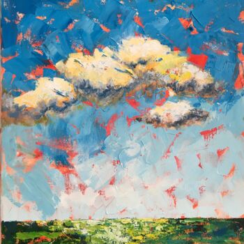 Malarstwo zatytułowany „Falling flames” autorstwa Julie Stepanova, Oryginalna praca, Akryl Zamontowany na Drewniana rama nos…