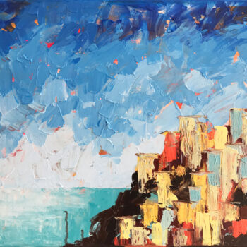 제목이 "Old port city"인 미술작품 Julie Stepanova로, 원작, 아크릴 나무 들것 프레임에 장착됨