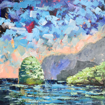 Картина под названием "Hawaii, Molokai" - Julie Stepanova, Подлинное произведение искусства, Акрил Установлен на Деревянная…