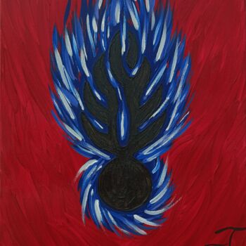 Painting titled "Grenade" by Julie Tonnellier, Original Artwork, Acrylic Mounted on Wood Stretcher frame