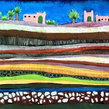 Malerei mit dem Titel "La vallée de Bousko…" von Julie Vandeputte, Original-Kunstwerk, Collagen