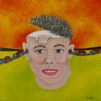 Peinture intitulée "Cocci-tête" par Julie Gélinas (Junas), Œuvre d'art originale, Huile