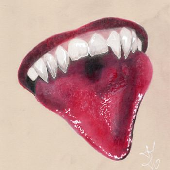 Dessin intitulée "sourire carnassier" par Julie Maryline, Œuvre d'art originale, Crayon