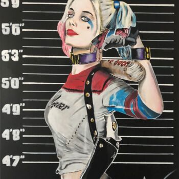 Pittura intitolato "Harley Quinn confin…" da Julien Antoine (YOZ), Opera d'arte originale, Acrilico Montato su Telaio per ba…