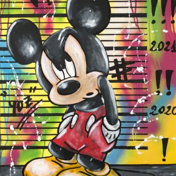 Painting titled "Mickey 2022" by Julien Antoine (YOZ), Original Artwork, Acrylic Mounted on Wood Stretcher frame
