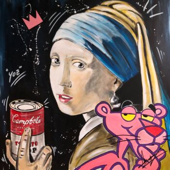 Pintura titulada "Jeune fille à la pe…" por Julien Antoine (YOZ), Obra de arte original, Acrílico Montado en Bastidor de cam…