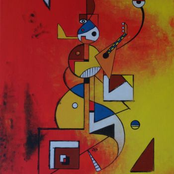 Painting titled "Musicien" by Julien B, Original Artwork, Acrylic