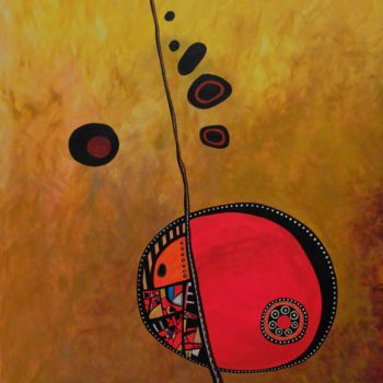 Painting titled "Soleil Rouge" by Julien B, Original Artwork, Acrylic