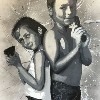 Peinture intitulée "Lilou et Esteban" par Julien Burgain, Œuvre d'art originale, Acrylique