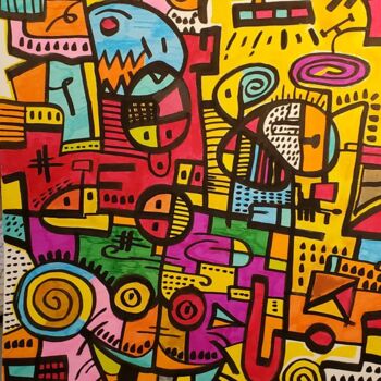 Drawing titled "Touch'Colors !" by Julien Grelier, Original Artwork, Marker