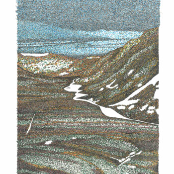 Dibujo titulada "Rivière et neige" por Julien Jammes, Obra de arte original, Tinta