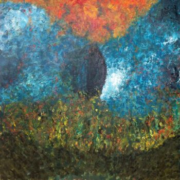 Картина под названием "Sous le grand bleu" - Julien Lautier, Подлинное произведение искусства, Акрил Установлен на Деревянна…
