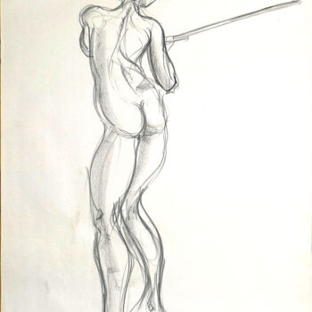 Desenho intitulada "Life drawing #2338" por Julien Lemaire, Obras de arte originais, Conté
