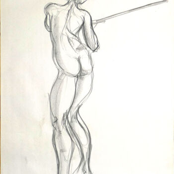 Drawing titled "Life drawing #2338" by Julien Lemaire, Original Artwork, Conté