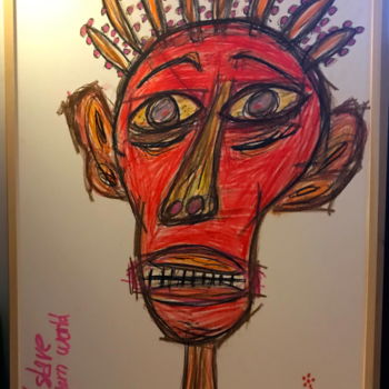 Картина под названием "Red slave in modern…" - Julien Mayanobe, Подлинное произведение искусства, Пастель