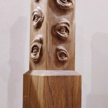 Sculpture titled "Tour d'observation" by Julien Mermet, Original Artwork, Wood