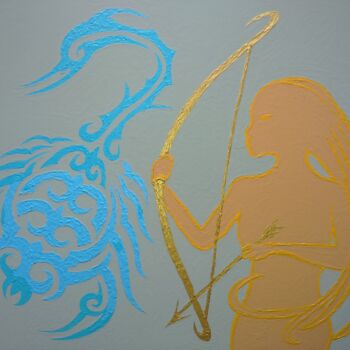 Painting titled "Scorpion et Sagitta…" by Julien Rault, Original Artwork, Acrylic