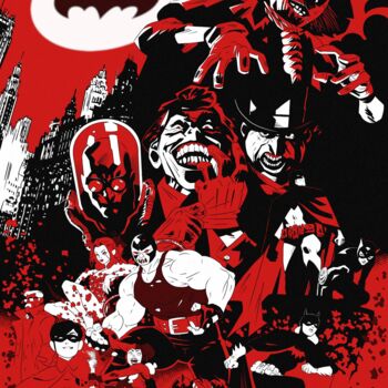 Digital Arts με τίτλο "Batman - red & black" από Julien Rouleau, Αυθεντικά έργα τέχνης, Ψηφιακή ζωγραφική