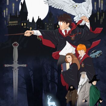 Arts numériques intitulée "Harry Potter cover" par Julien Rouleau, Œuvre d'art originale, Peinture numérique