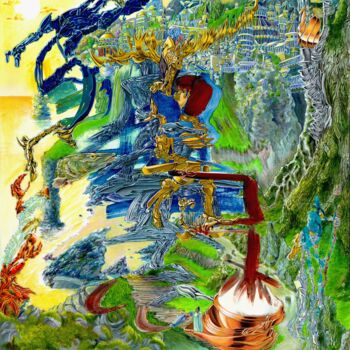 Pintura titulada "Perséphone" por Julien Sama, Obra de arte original, Acrílico