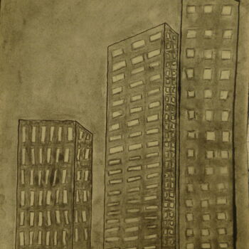 Dibujo titulada "Paris La Défense" por Juliette Jouanny, Obra de arte original, Carbón