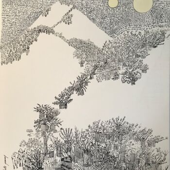 제목이 "Montagnes II"인 미술작품 Juliette Jouanny로, 원작, 안료 나무 들것 프레임에 장착됨