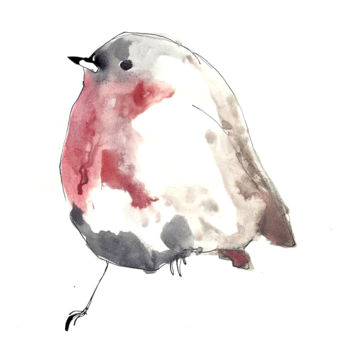 Картина под названием "Petit Oiseau #04 —…" - Juliette De Lo, Подлинное произведение искусства, Акварель