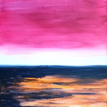 Painting titled "Ciel rouge" by Julie Verhague, Original Artwork, Acrylic Mounted on Wood Stretcher frame