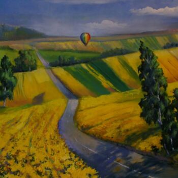 Painting titled "Fields" by Julija Demenkova, Original Artwork, Oil