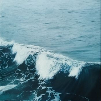 Painting titled "Blue ocean wave" by Julija Usoniene, Original Artwork, Oil