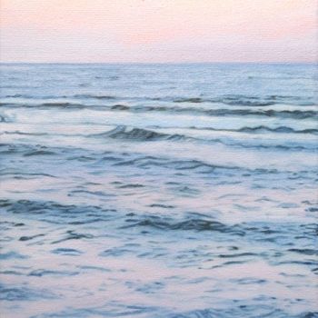 Painting titled "Mini seascape I" by Julija Usoniene, Original Artwork, Oil Mounted on Wood Stretcher frame