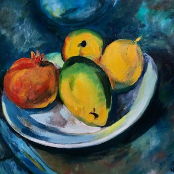 Painting titled "Pomegranate" by Iuliia Klimenkova, Original Artwork, Oil