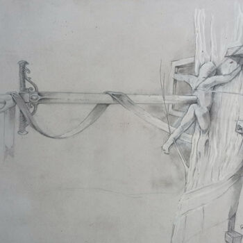 Zeichnungen mit dem Titel "Mueren inocentes" von Julio Cesar Garcia Garnateo, Original-Kunstwerk, Bleistift