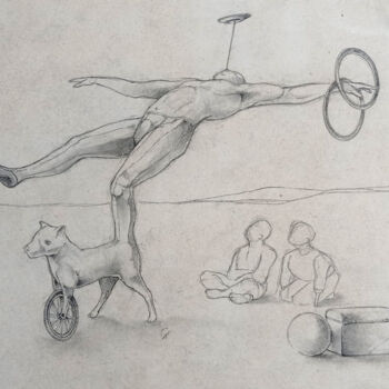 Dibujo titulada "Tarde de circo" por Julio Cesar Garcia Garnateo, Obra de arte original, Lápiz