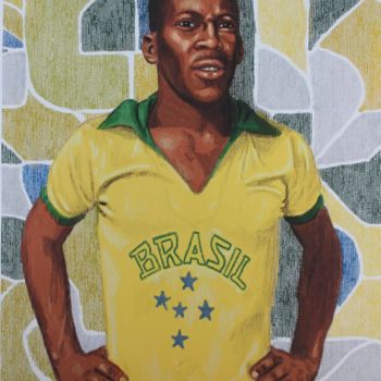 Drawing titled "Pelé Cruzeiro" by Julio Coelho, Original Artwork, Pastel