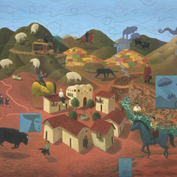 "El Pueblo (Santo To…" başlıklı Tablo Julio Gómez tarafından, Orijinal sanat, Petrol